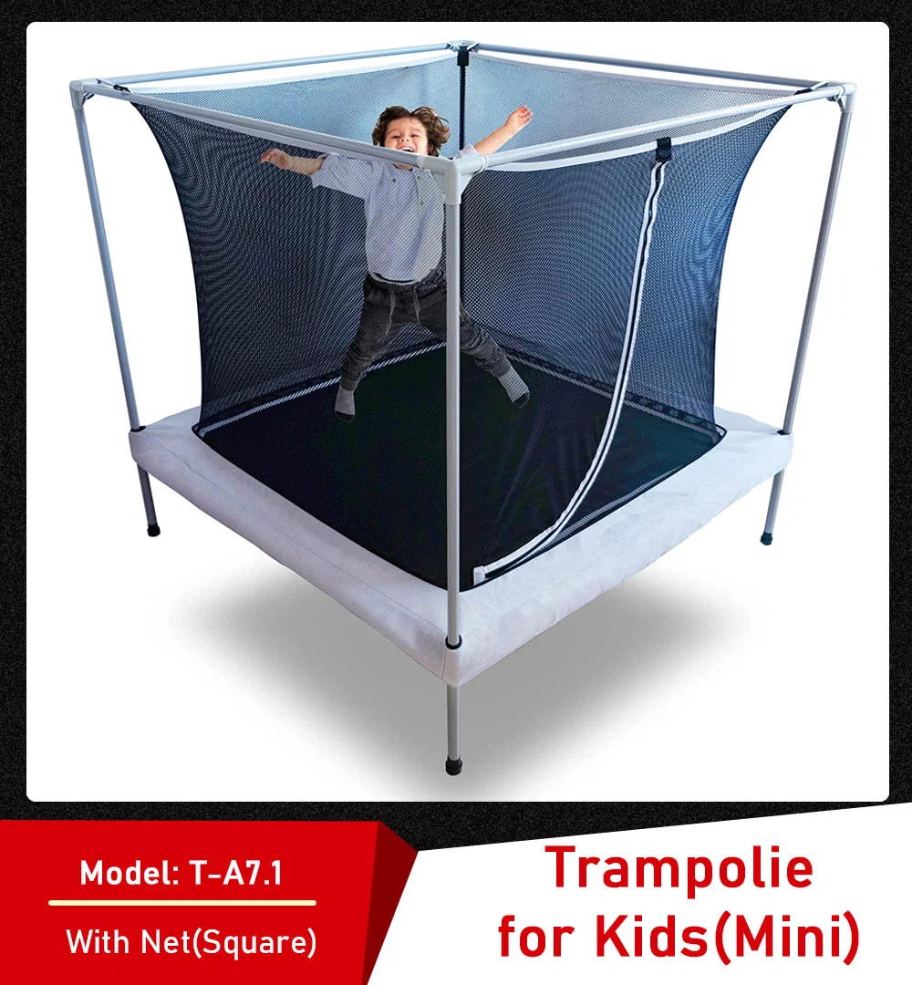 Trampoline carré pour enfants avec filet de sécurité