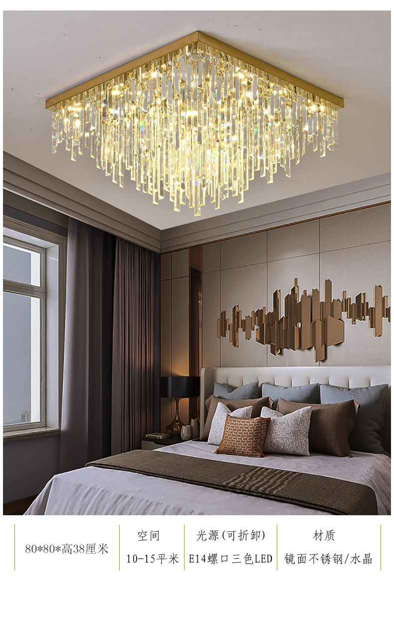 Salon moderne de luxe de lumière au plafond de la lampe témoin LED carrés Crystal l'éclairage