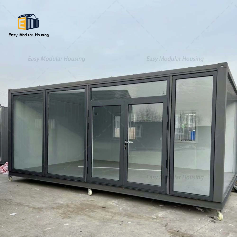 Verre de luxe acier bas prix simple Prefab Container House Pack plat