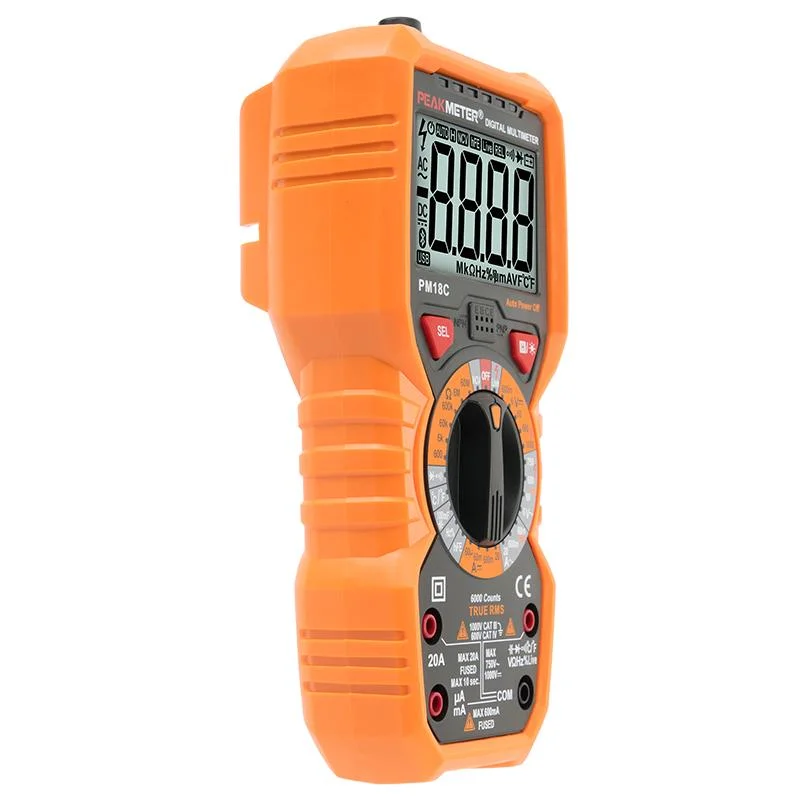 Hand-Held Orange DC & AC Voltage Test Digital Multimeter