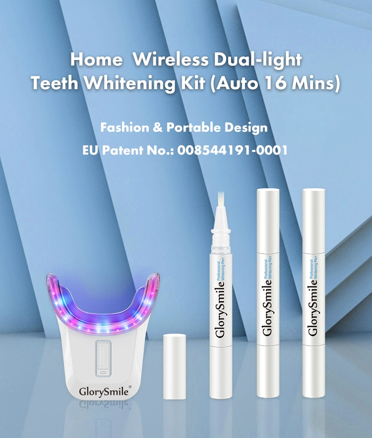 Glorysmile Non Peroxid LED-Licht mit Zahnbleichgel Spritze Home Verwenden Zähne Aufhellung Kits Private Label