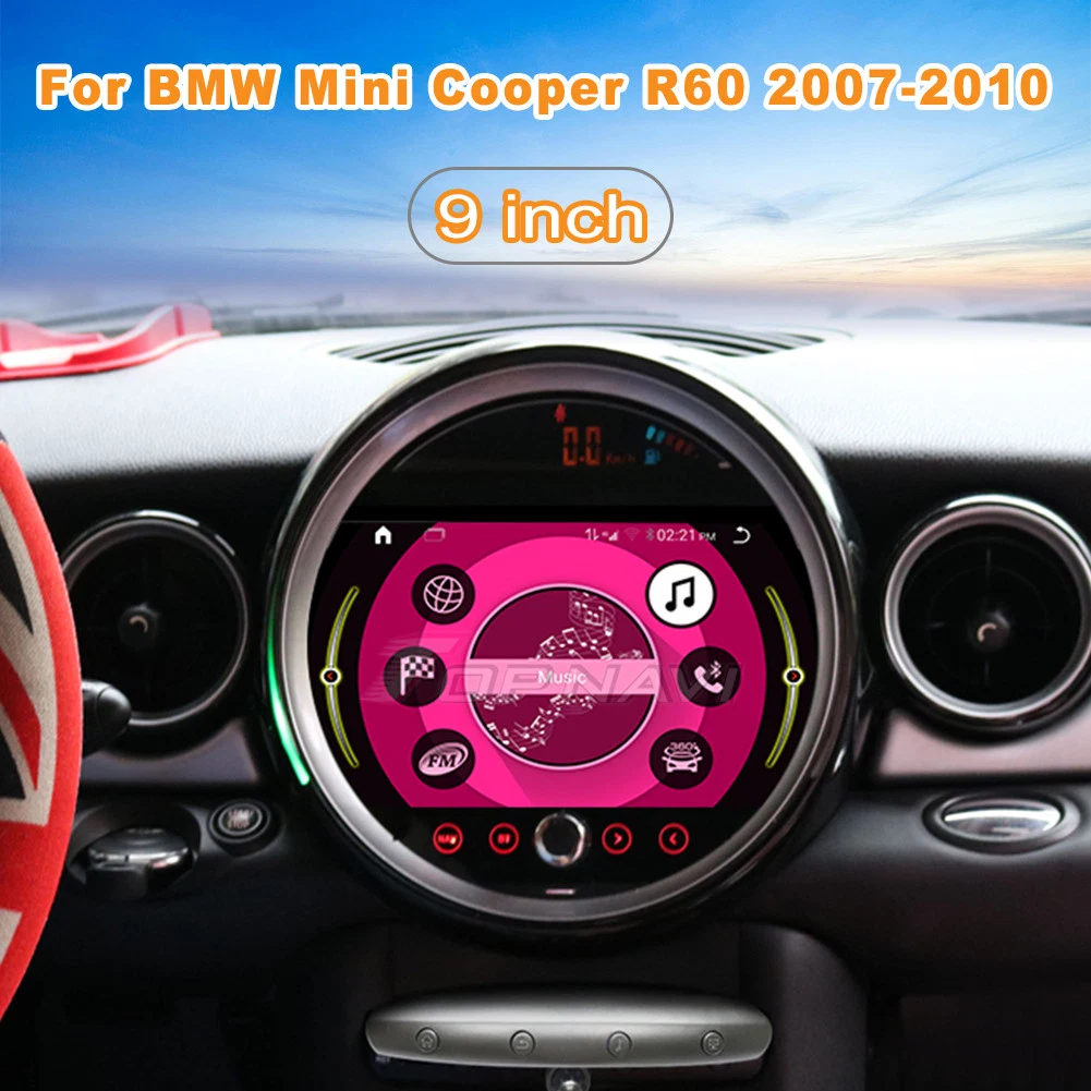 Vídeo de rádio para automóvel Android para BMW Mini Cooper R60 2007 - 2010 com amplificador de áudio DSP automático CarPlay sem fios WiFi