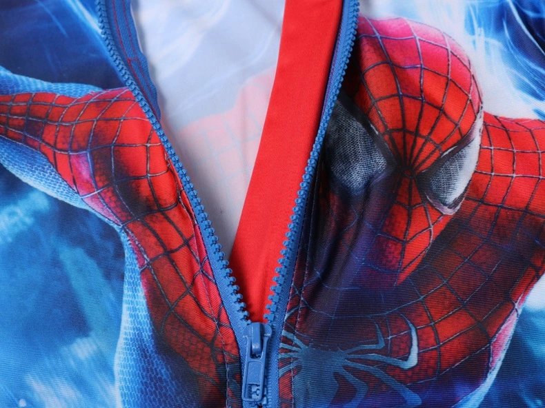 Superhero Prints Boy's Swimsuit Bright Color Baby Swimwear Kids Bathing Clothes One-Piece Swimsuit Spiderman Swimwear with Cap