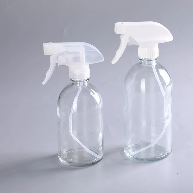 Huajing 250ML 500ml frasco de vidrio con PP negro pulverizador de gatillo la niebla y la configuración de la corriente de la botella de vidrio rellenable para el hogar