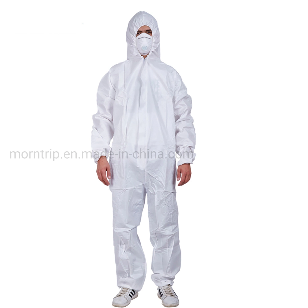 Type 4/5/6 PP Breathable Coverall Workwear Overall Hooded CE Certificated Isolation Splash-Proof Full Body Protection Clothing Disposable Non-Woven Coveralls