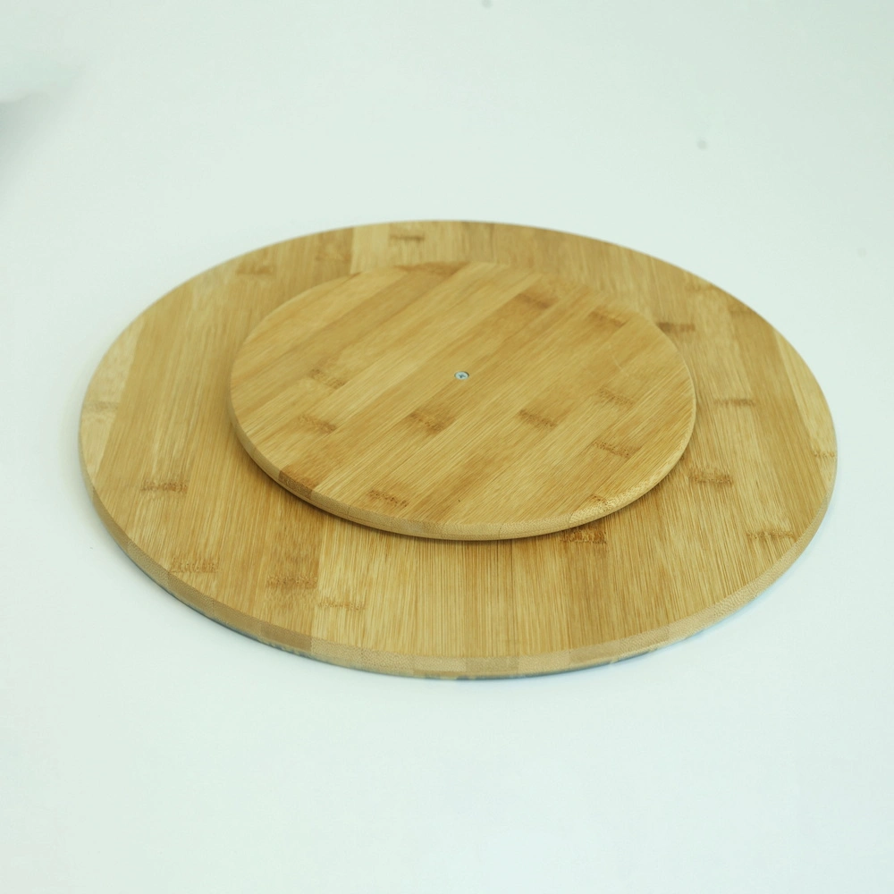 Large and Medium Bamboo Rotating Tray Lazy Susan Turntable Organizer with UV Printing