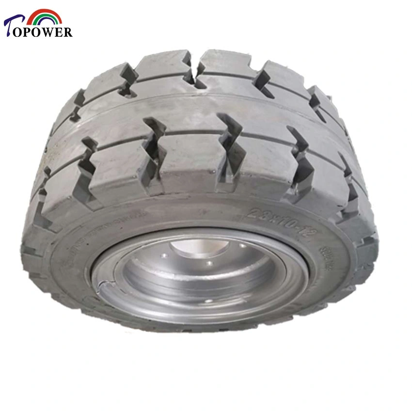 Topower Hot Sale 23X10-12 High Performance Electric Forklift Solid Tire Solid Rubber Tyre