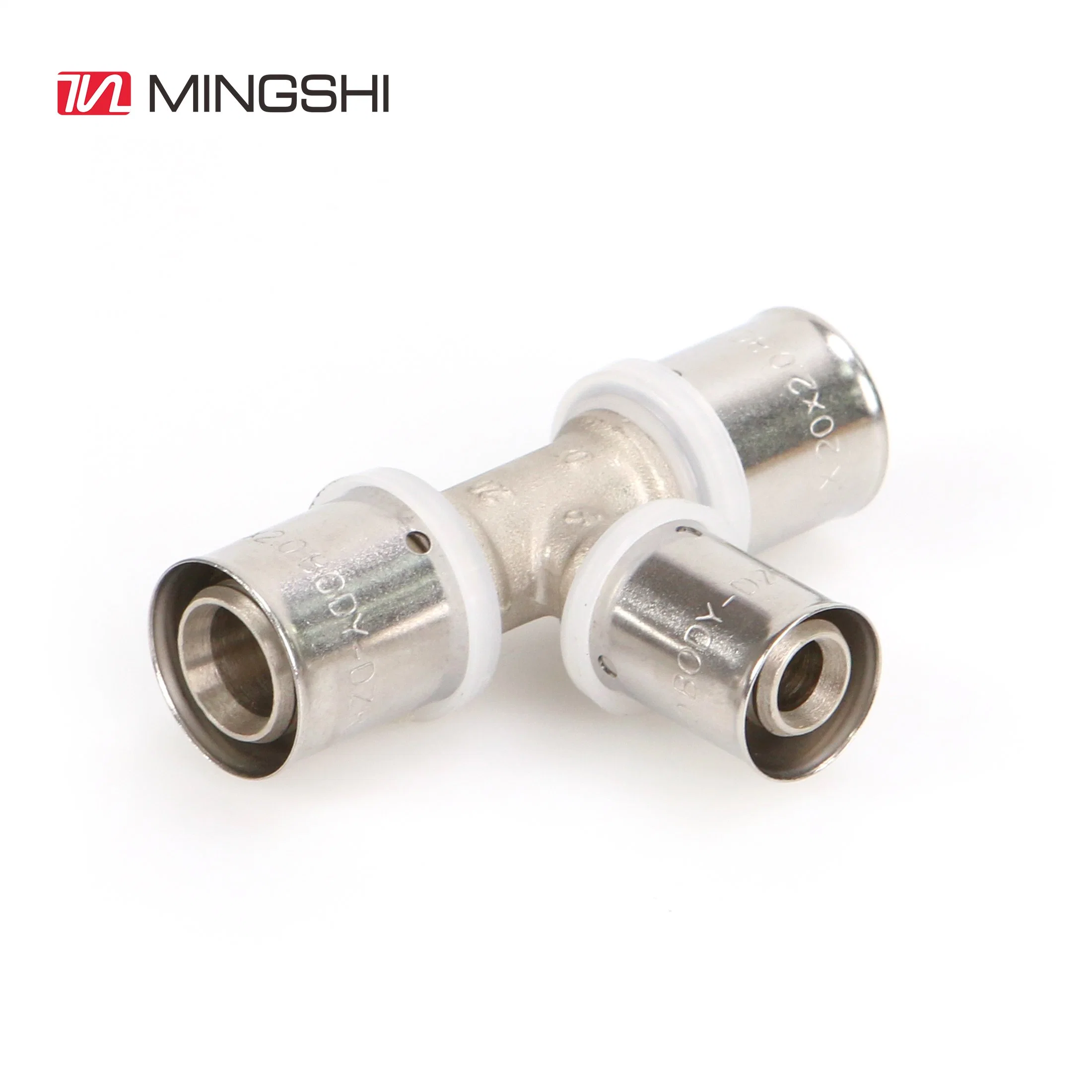 Mingshi Equal Tee Brass U Profile Press Fittings for Pluming Multilayer Pex Pert Water and Gas Pipe