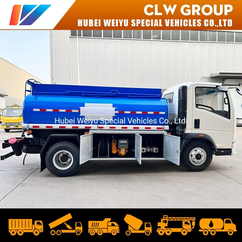 5cbm 5000liter 5000L HOWO Tankwagen Kraftstoffverteiler Mobiler Dieseltanker Transportwagen mit Durchflussmesser