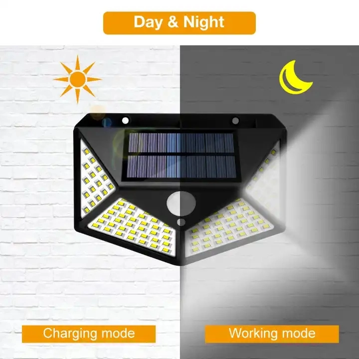 Aplique LED solar para parede com iluminação economizadora de energia para exteriores Montado