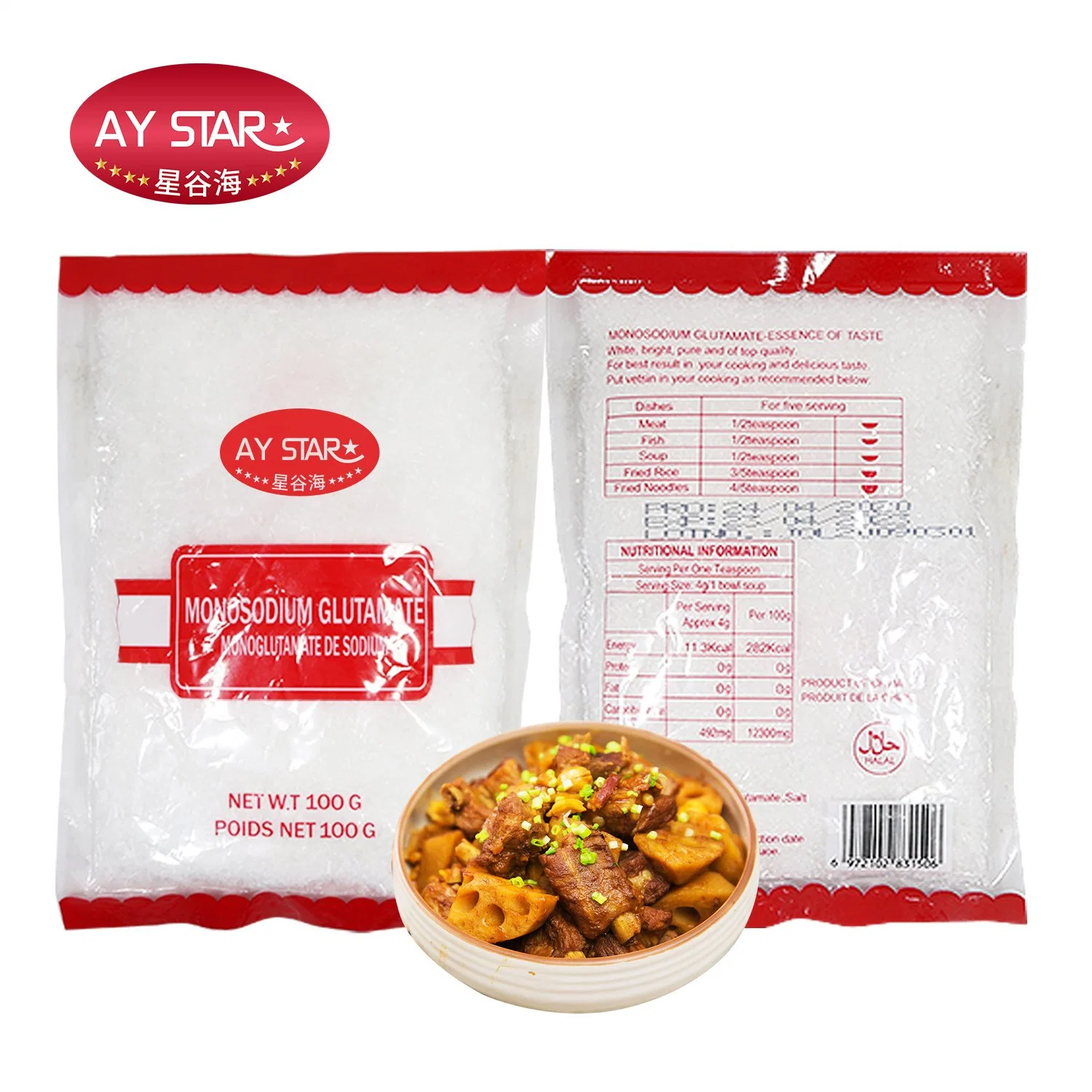 100g Precio barato SAL de condimentos al por mayor Monosodium Glutamate 99% Msg