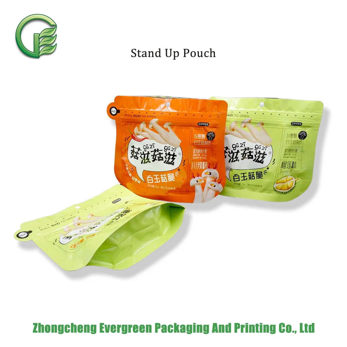 Resealable Ziplock Closure BOPP VMPET PE Hang Holes Round Corner Shaped Pouch Snack Food Plastic Packaging Stand up Bags