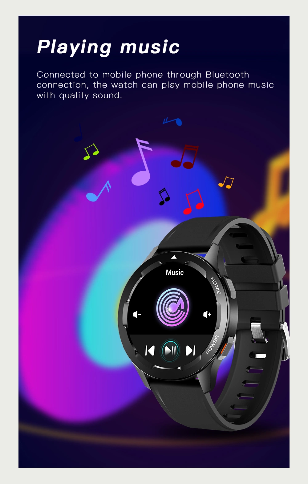 Custom Männer Jungen Sport Round Display Digital Bluetooth Lautsprecher Android Smartphone Mit Smart Hand Watch