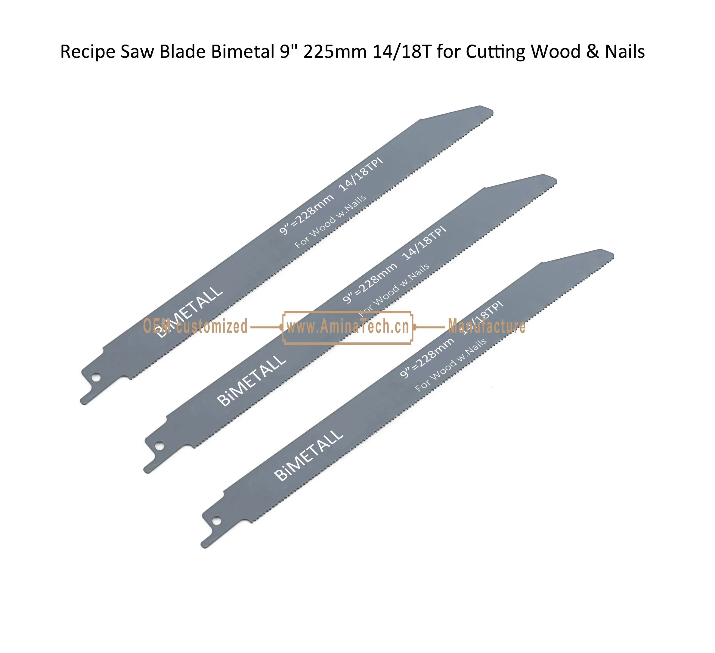 Recip Saw Blade Bimetal M42 8% cobalt Demolition for Cutting Steel Tube, Metal Sheet and Hard Wood Size:9"225mm14/18T