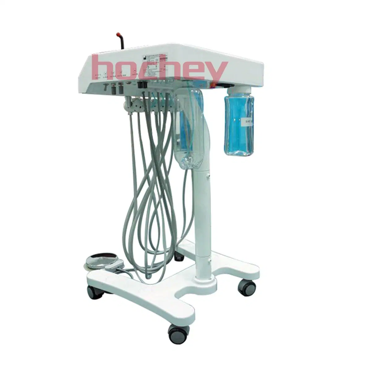 وحدة كرسي أسنان Hochey Medical Portable مع ضاغط الهواء فوق صوتي ضوء LED الخاص بضوء الكارة