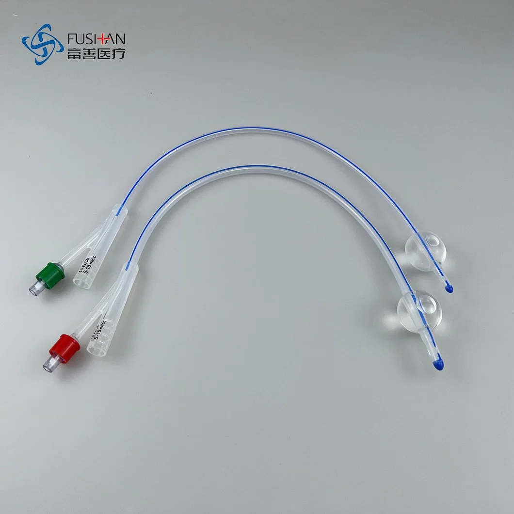 Pure transparente de silicona médica de 2 vías Foley globo sonda uretral para la Bolsa de orina de pacientes pediátricos y adultos de tamaño, con CE y ISO 13485