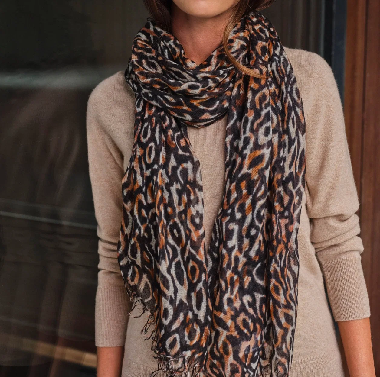 Original Cashmere Knitted Light-Weight Printed Ladies Scarf Apparel Accessories