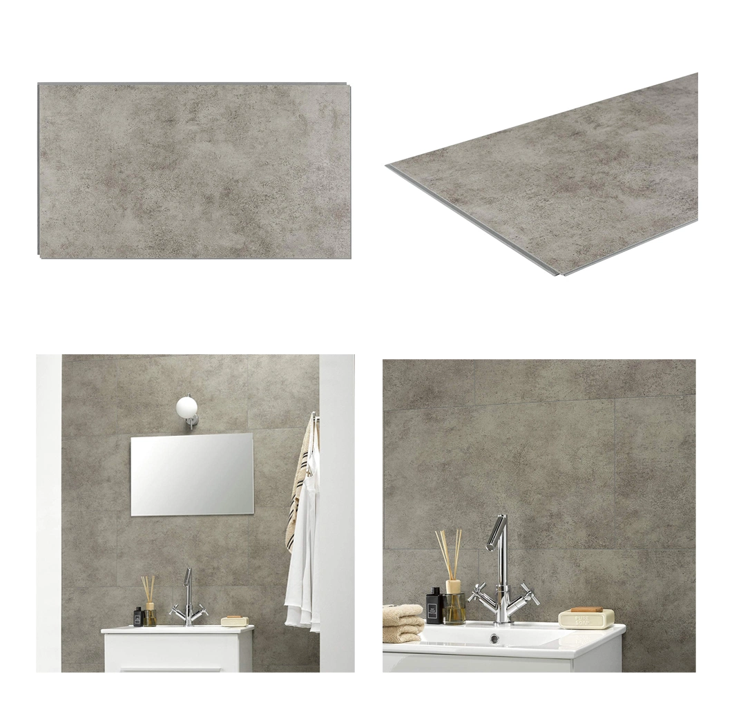 China Mayoreo Laminado de madera Color mármol Piedra plástico compuesto LVT LVP SPC Pisos Cuarto de baño PVC Vinyl de lujo Plank Piso Gris Mosaico de pared