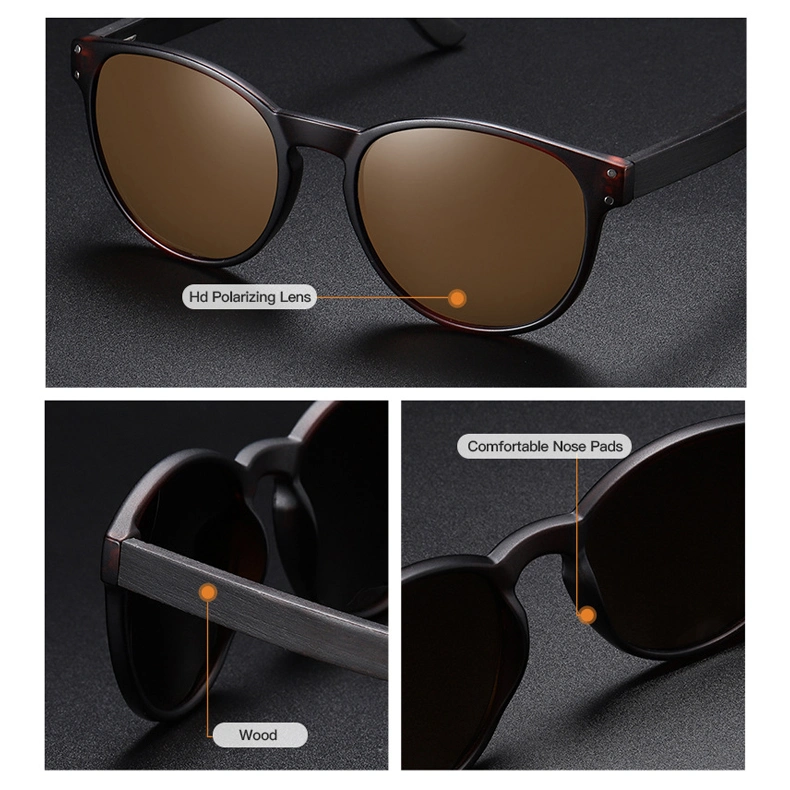 New Wholesale/Supplier Trend Fashion Retro Wooden Temple Sunglasses Men and Women UV400 Driving Sun Glasses