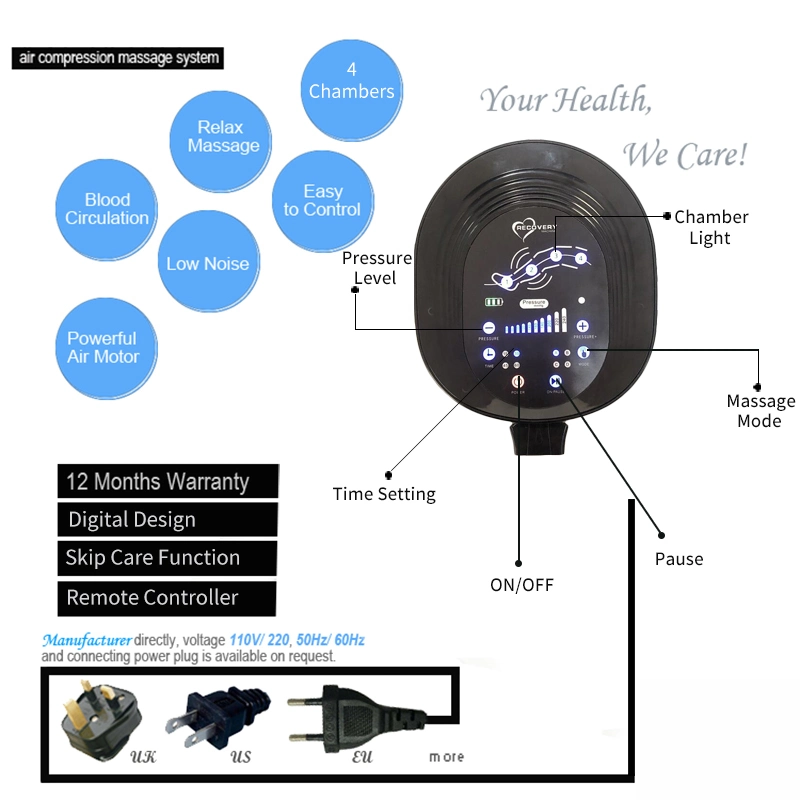 Promote Blood Circulation Air Pressure Recovery Compression Boots Compressor Therapy Leg Massager System