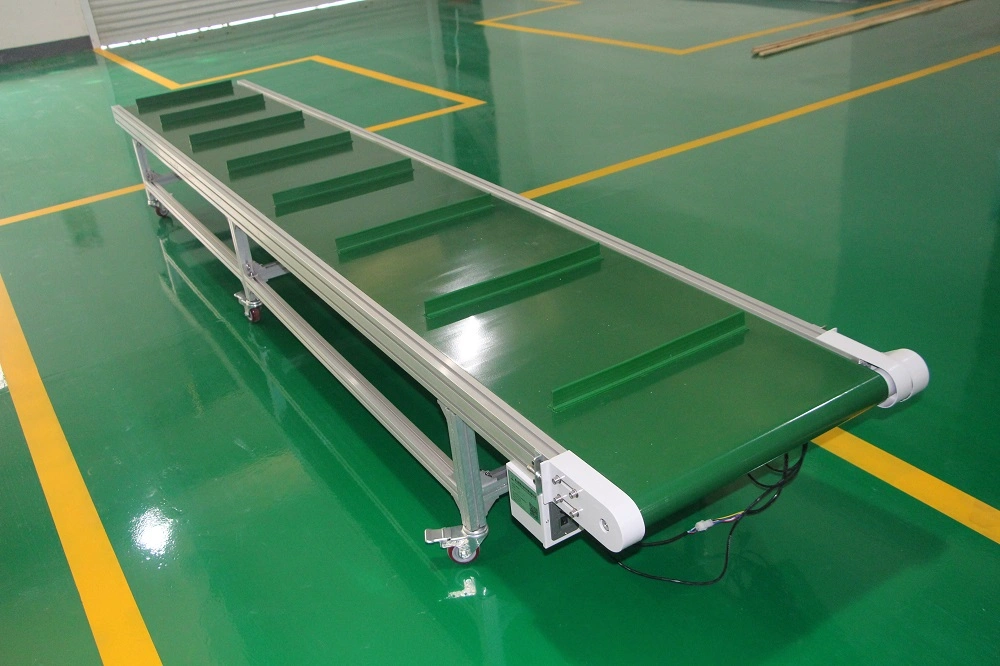 Bifa Industry Adjustable Speed 12 Meters Portable PVC Green Flat Belt Conveyor