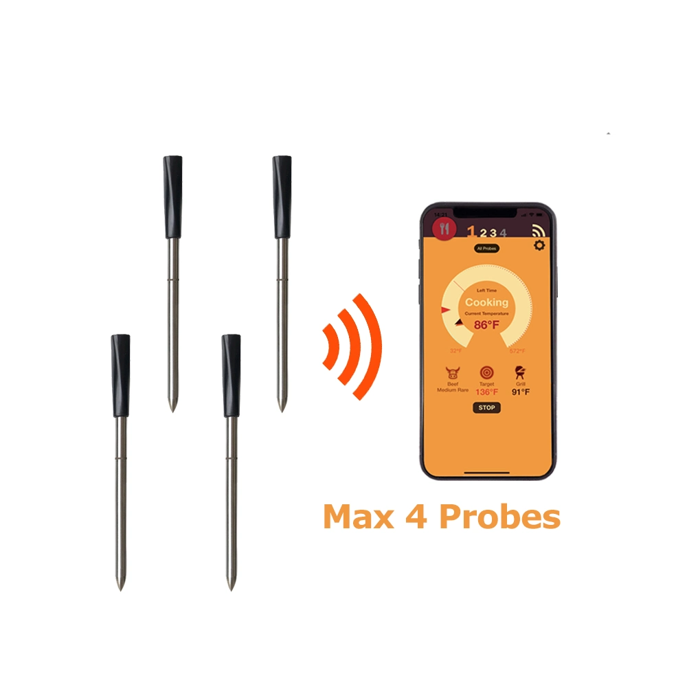 6-Probe Premium Smart Meat Thermometer Bluetooth to WiFi Range Extension for The Oven, Grill, Kitchen