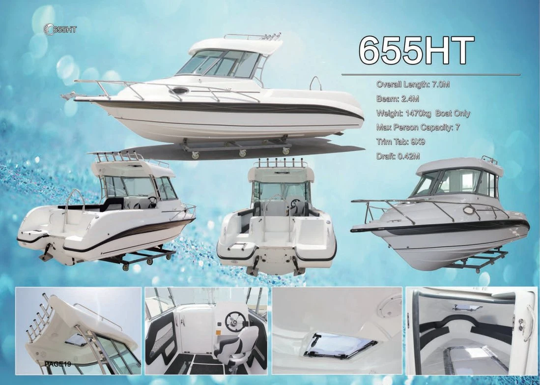 Factory Fiberglass Motor Yacht Speed Boat for 7 Passengers