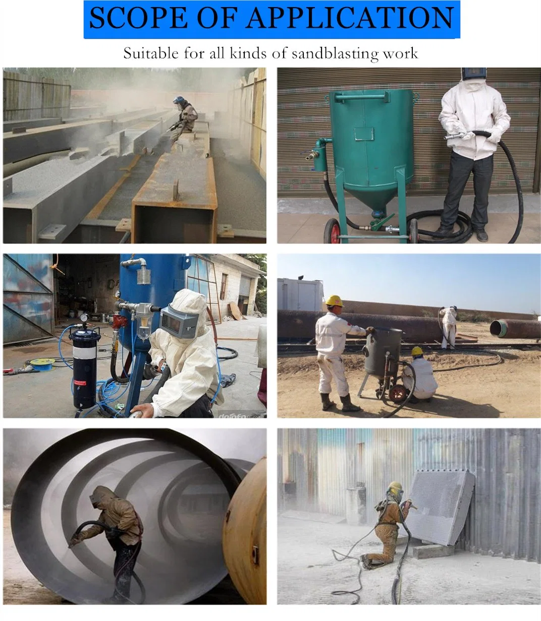 High quality/High cost performance  Wear-Resisting Canvas Sandblasting Suits for Blasting Abrasive/Sandblasted Work Clothing with Helmet/Sandblasting Protective Clothing