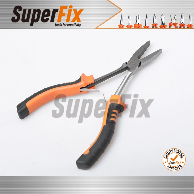 Alicate Professional Plier with PVC Handle, Polish Finish, Carbon Steel, Funcitonal/Cutting/Twisting/Clamping, Long Nose Pliers