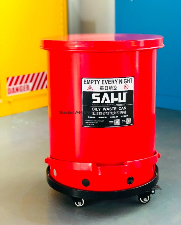 Sai-U Fireproof Galvanized Steel Waste Bin School Laboratory Equipment Supplies University Furniture 21 Gal / 79.4L