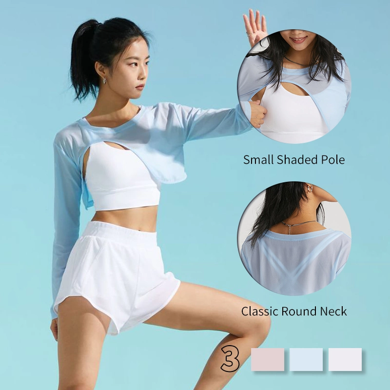 Wholesale/Supplier Factory Jacquard Yoga Top Armpit Cover Women's Summer New Casual Crewneck Fitness Clothes Light Breathable Cutout Sports Top Women's Blouse