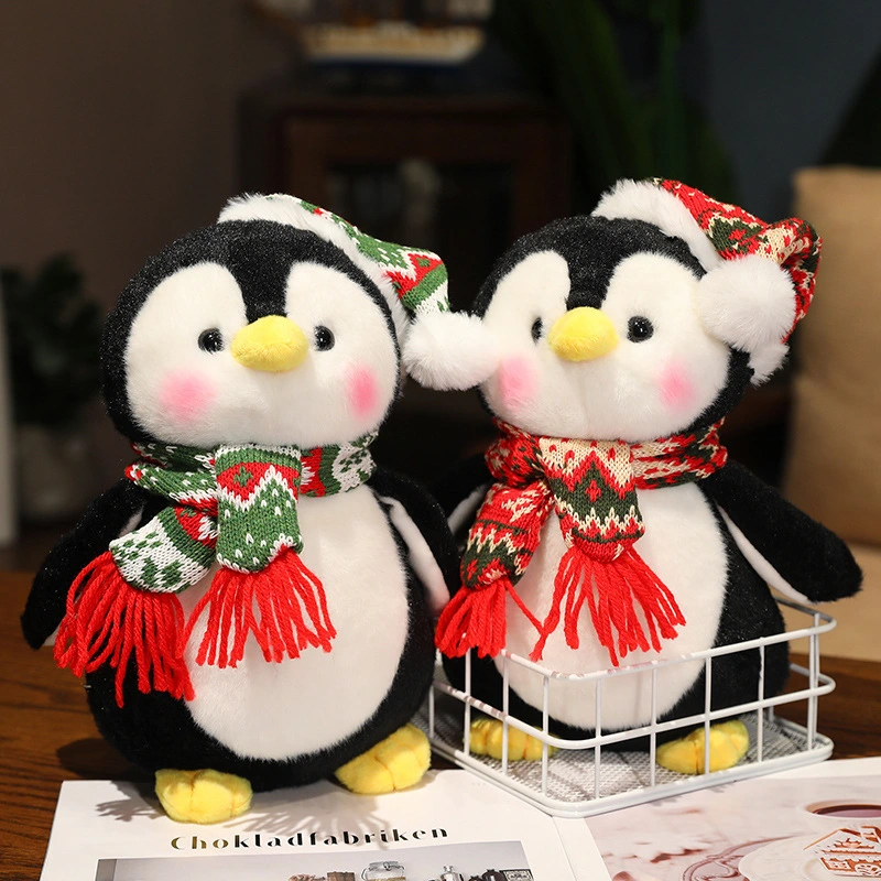 25cm animal en peluche jouets Écharpe de Noël Penguin un jouet en peluche Lutin de Noël Décoration