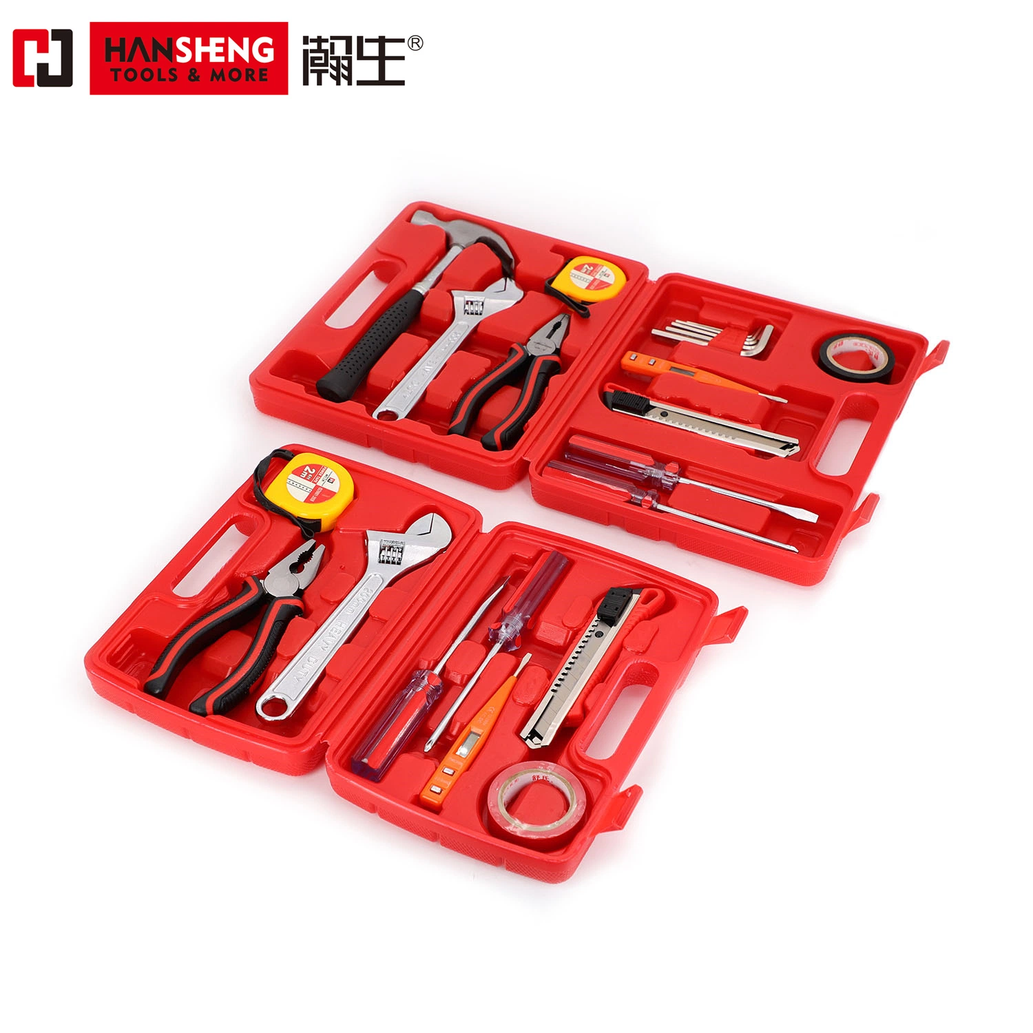 Household Set Tools, Plastic Toolbox, Combination, Set, Gift Tools, Made of Carbon Steel, CRV, Polish, Pliers, Wire Clamp, Hammer, Wrench, Snips, 8 Set