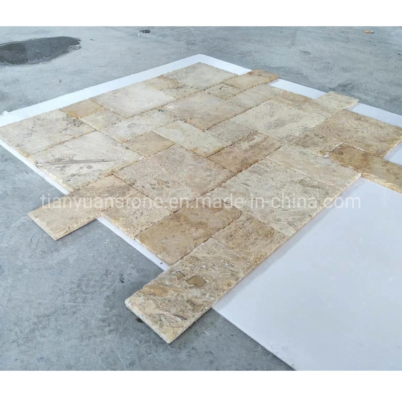 Yellow Limestone Paver with French Pattern Design