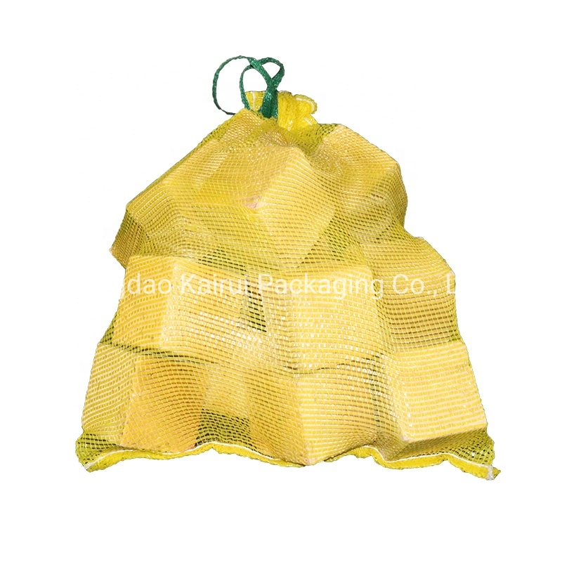 PP Leno Mesh Net Bag with Drawstring for Fruit Vegetable Firewood