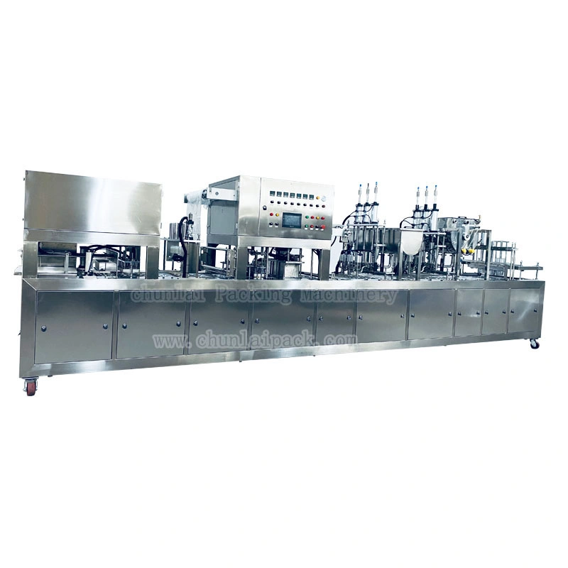 Full-Automatic Congee Bowl Type Filling Sealing Machine Mung Bean Paste Rice Gruel Sauce Cup Filling Packing Machinery