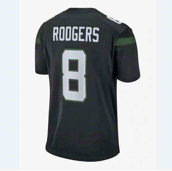 New York 8 Aaron Rodgers White Green Black Limited cosido Camisola de futebol americano