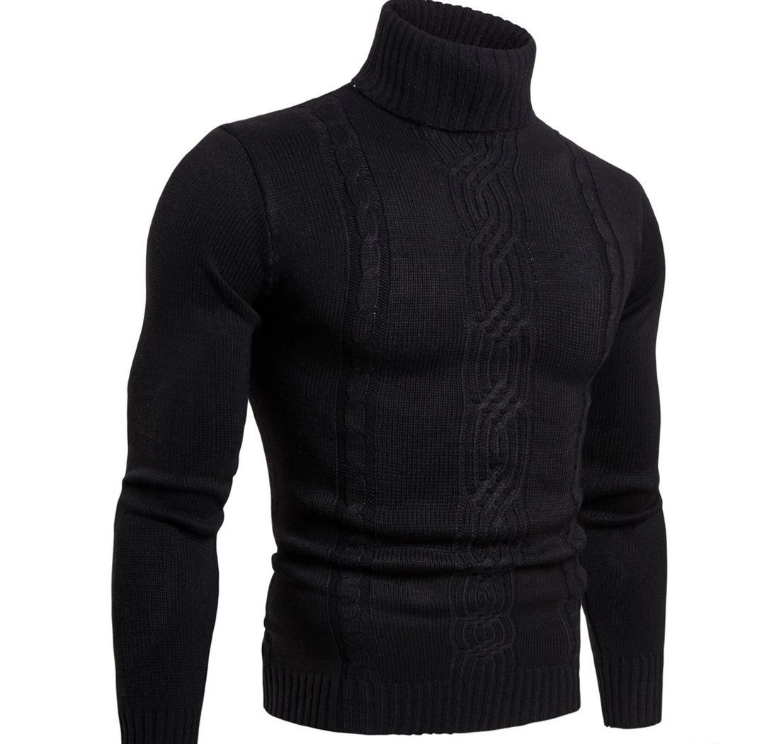 Hilo grueso Invierno caliente hombres&amp;rsquor de alta calidad;/mayorista de ropa térmica moda personalizada sudaderas tejidos de punto Jersey Turtleneck tejer el sudor