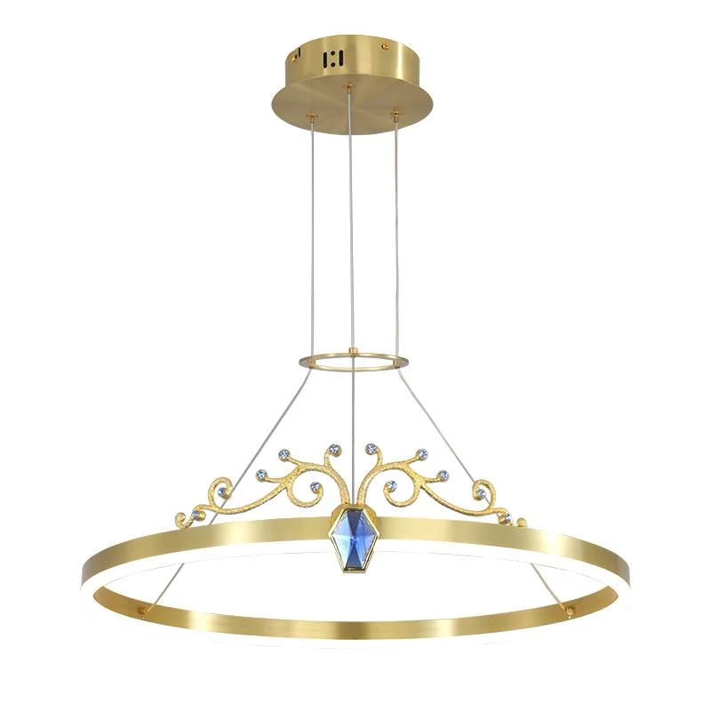 2022 simple pendaison plafond décoratif cercle de feux de la télécommande d'anneaux or acrylique lustre moderne de luxe à LED