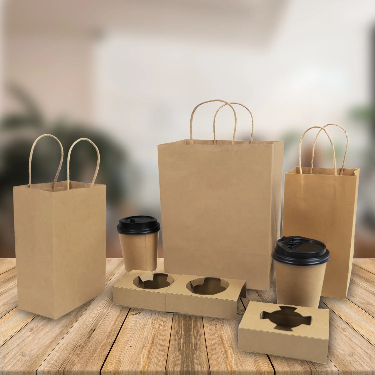 Custom Printed Recyclable Brown Kraft Fashion Shopping Gift Christmas Packaging Paper Bag Akeaway Pepar Bags Handle with Logo