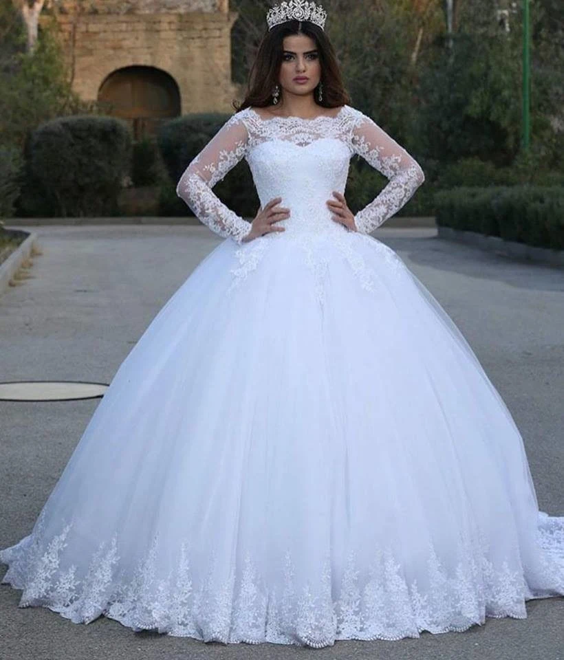 Robe de mariée Hwd009 blanche rétro en dentelle avec appliques, robe de mariée