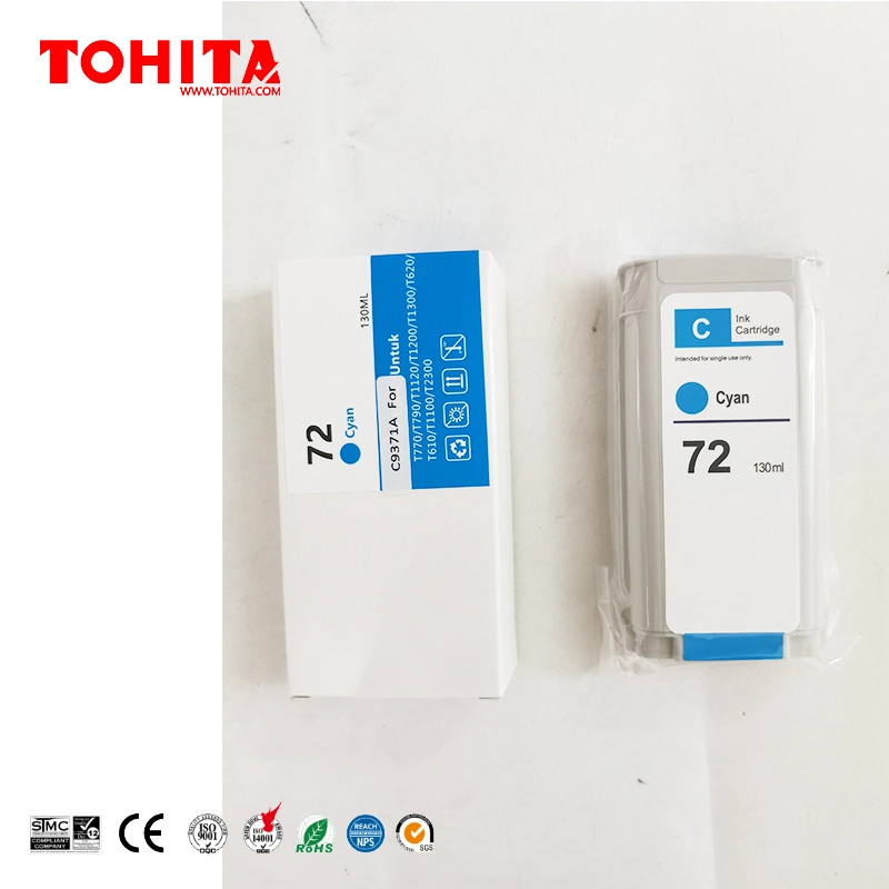 Ink Cartridge 72 C9370A C9371A C9372A C9373A C9374A for HP Designjet T1100 T1120 T1200 T1300 T2300 T610 T620 T770 T790 T795 Ink Tohita