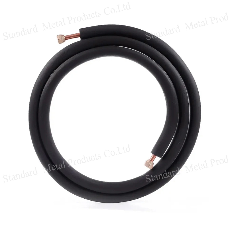 Hot Selling 3m 1/4" X 3/8" Black Rubber Insulation Copper Pipe for Mini Split AC