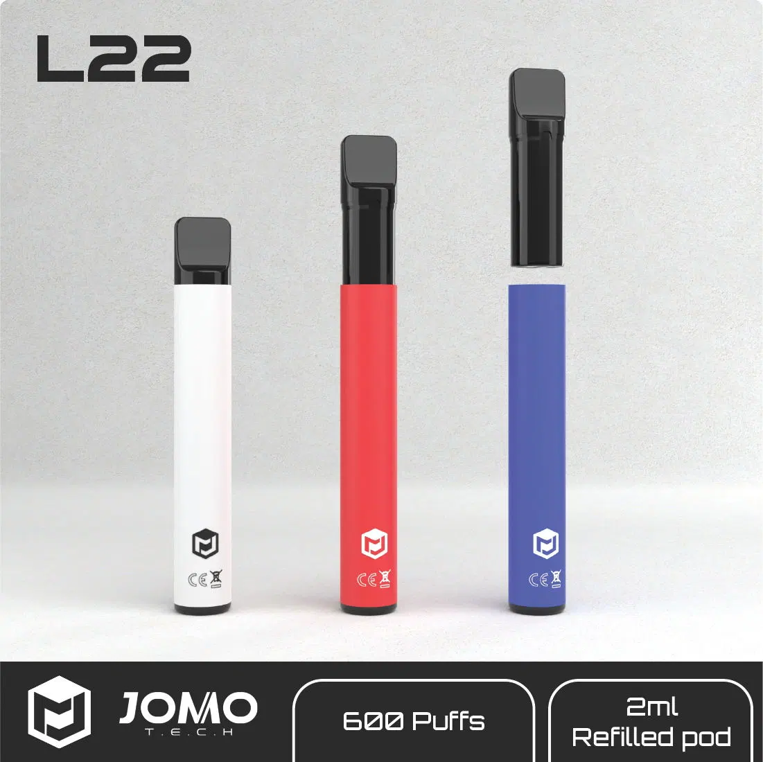 Jomo L22 2ml 600 bouffées Kit de Pod Vape prérempli Royaume-Uni UE Système de Pod chaud Supportant OEM.