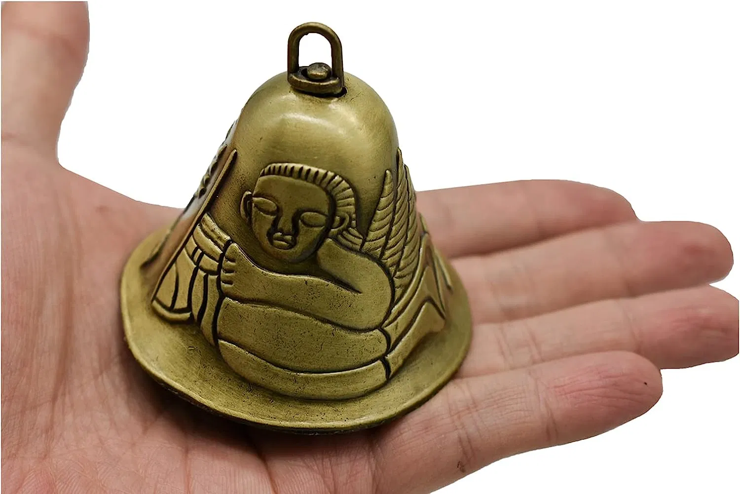 Feng Shui Bell Carved with Angel Pattern Vintage Bronze Bell Home Decoration Gift