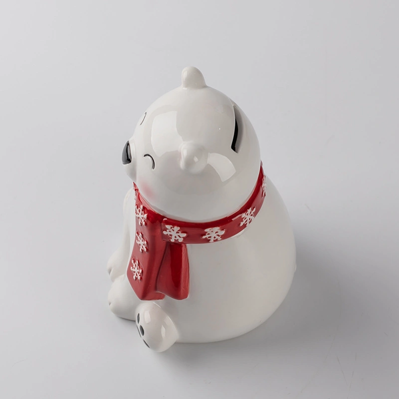 Ceramic White Bear Piggy Bank Christmas Polar Bear Piggy Bank