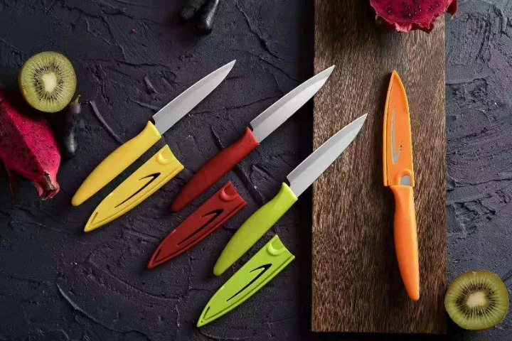 Cuchillo para pelar ultra-afilado de 4 pulgadas de fruta de peeling y cuchillos de verduras de acero alemán PP plástico