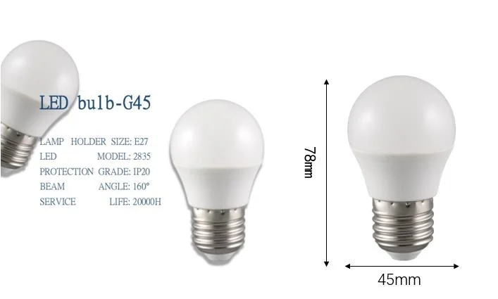 Las luces LED G45 de 5,5 W E27 de la luz de lámpara