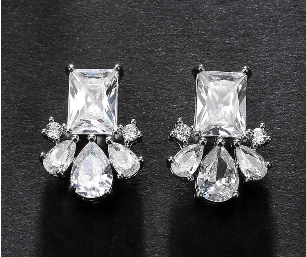 CZ Earring. Bridal Wedding CZ Earring Jewelry. Fashion Accessories