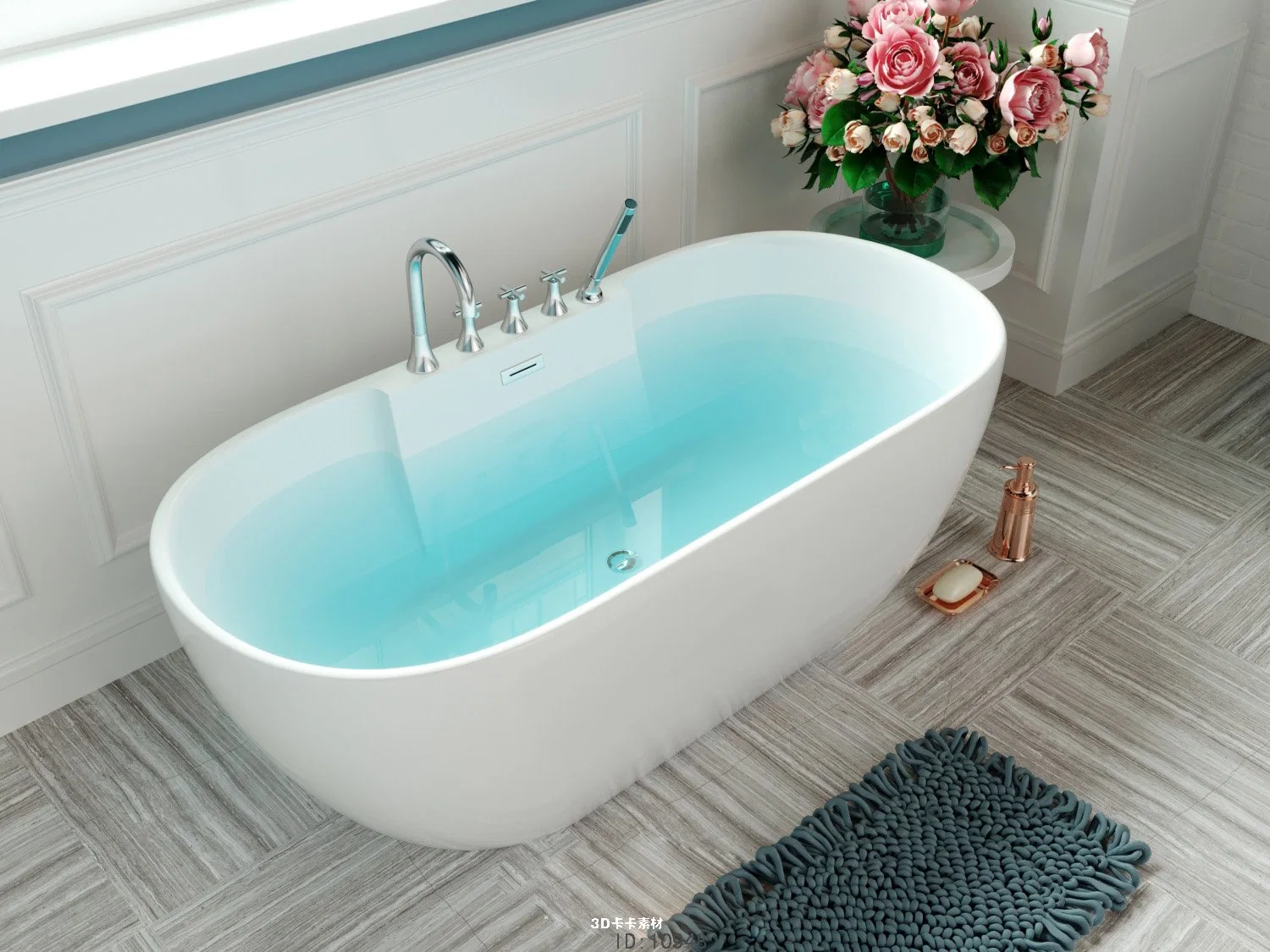 Free Standing Rectangle Bathtub Simple Morden Design